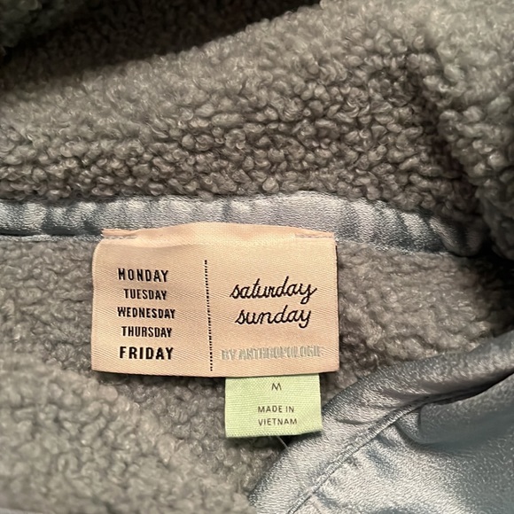 Saturday Sunday by Anthropologie satin jacket with sherpa lining - Picture 4 of 9